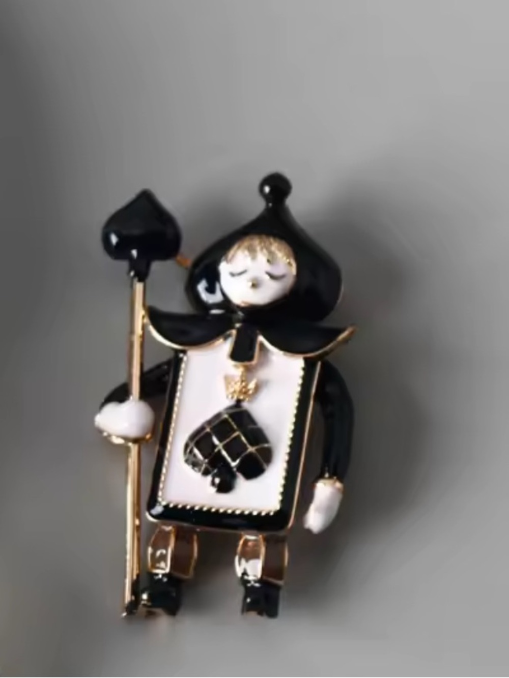Ace of Spades Card Brooch Enamel Playing Card Pin